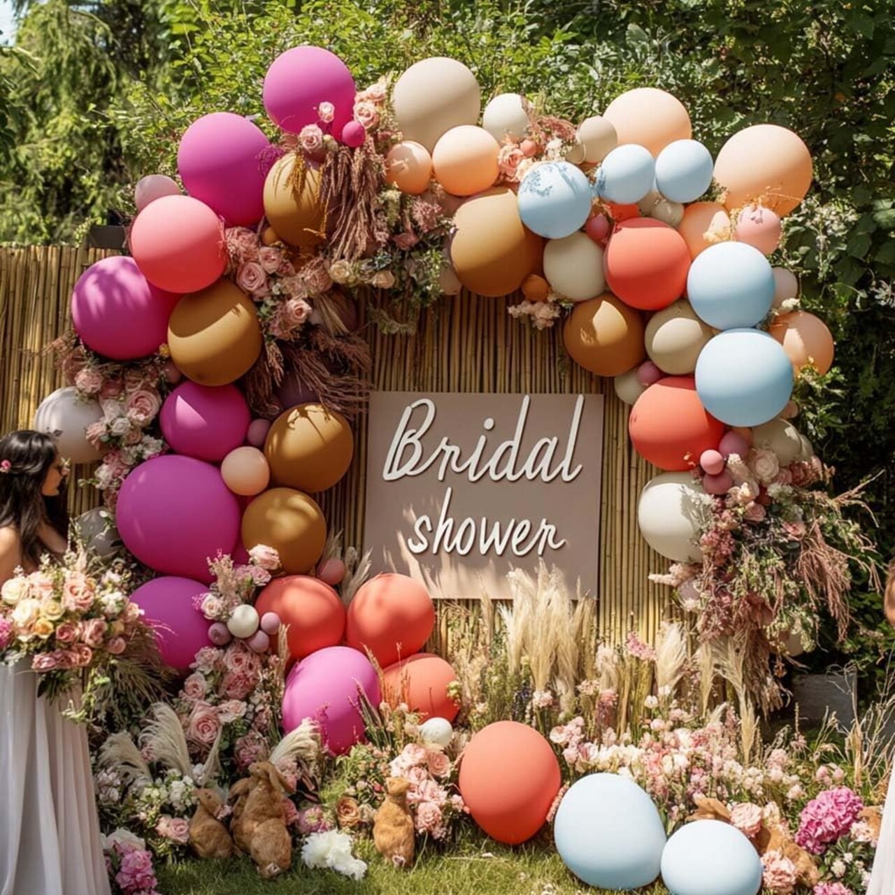 Dusty Pink Brown Balloon Arch Peach Magenta Balloons(Magenta Dusty Pink Blue Brown Peach White Sand)